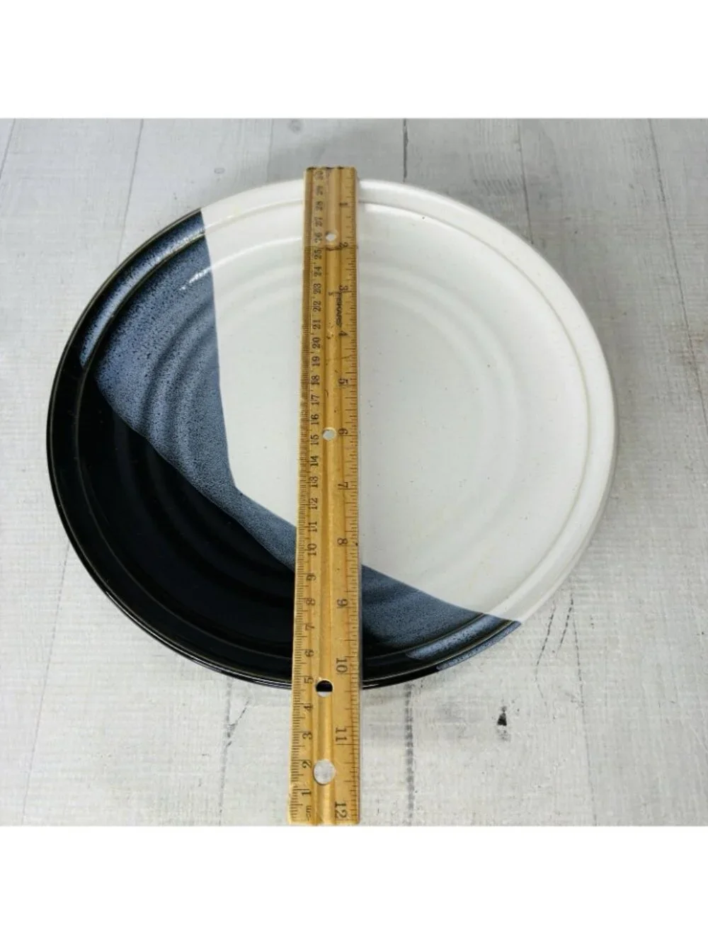 Noritake Stoneware DURANGO 8647 Black Blue Abstract Panels Dinner Plates Set 4